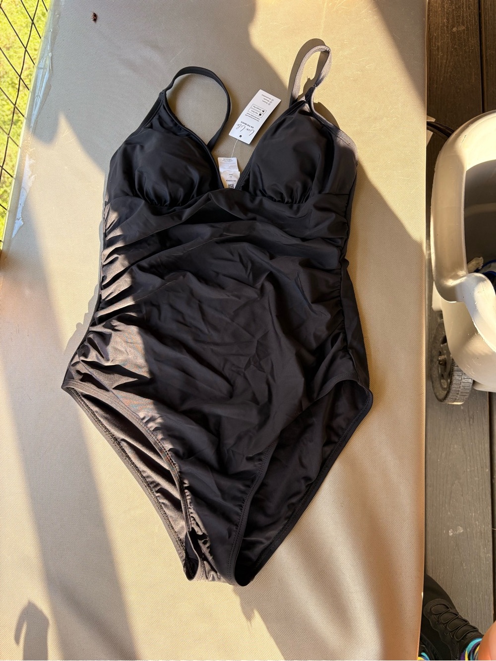 Cupshe Black One-Piece Swimsuit with Ruched Front